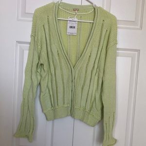 Free People Cardigan, Medium, Lime Green